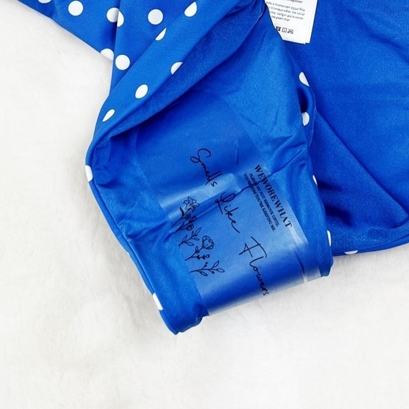 NWT WeWoreWhat Delilah Polka Dot Bikini Bottoms in Palace Blue - Picture 7 of 8